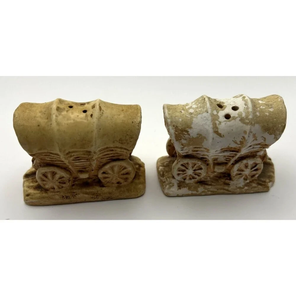 Ma and Pa Outhouse Salt/Pepper Shaker AND Covered Wagons 1949 Shakers